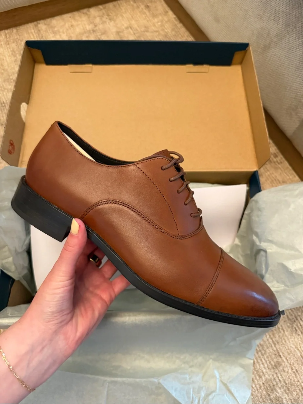Cole Haan Brown Leather Cap-Toe Oxford Shoe